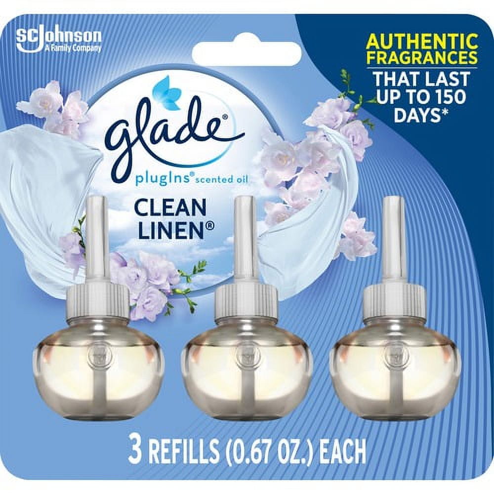 Glade Plug-In Warmers Linen Air Refill - 2 fl oz (0.1 quart) - Linen - 50 Day - 3 / Pack - Long Lasting Glade Plug-In Warmers Linen Air Refill - 2 fl oz (0.1 quart) - Linen - 50 Day - 3 / Pack - Long Lasting