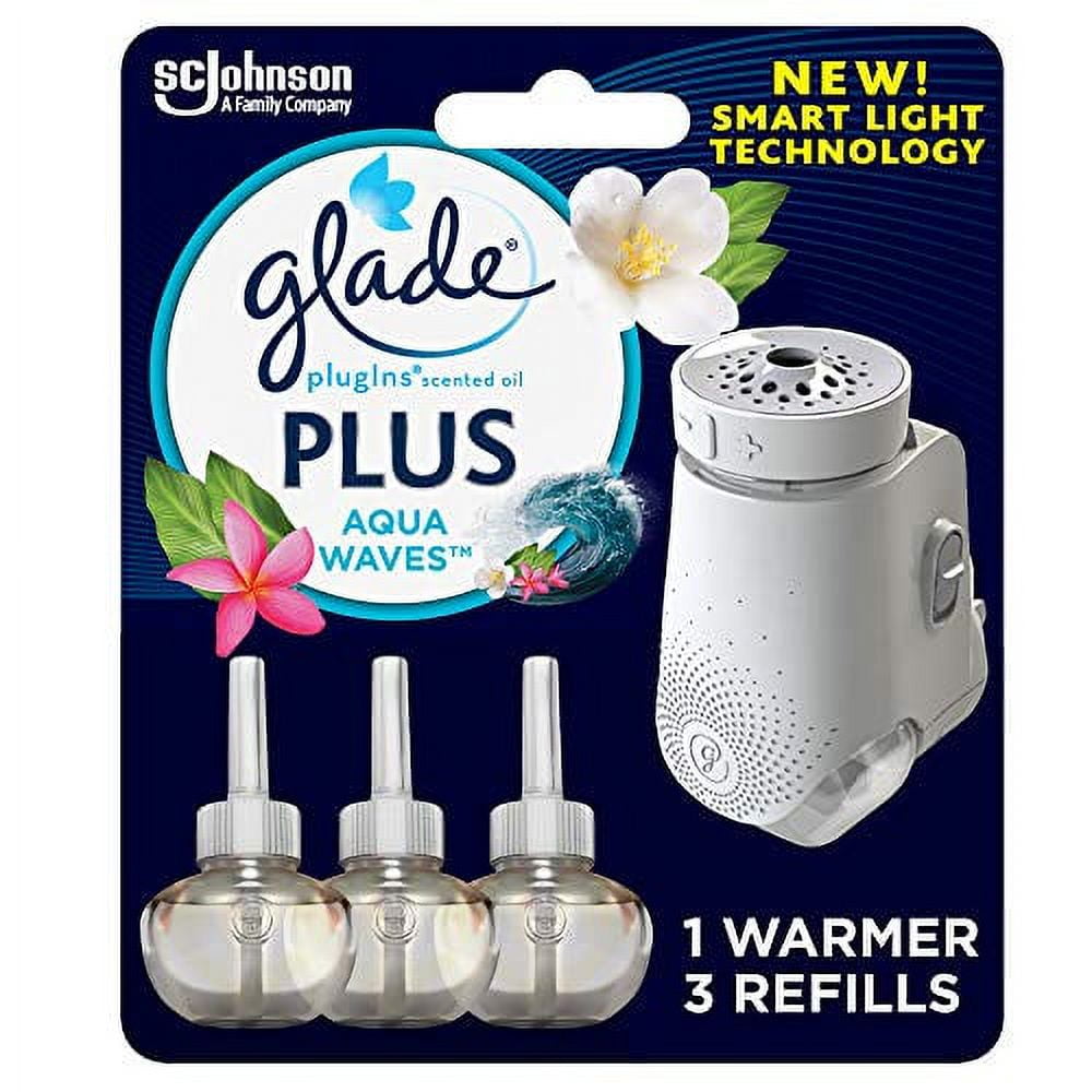 Glade PlugIn Plus Air Freshener Starter Kit, Scented Oil for Home and Bathroom, Aqua Waves, 2.01