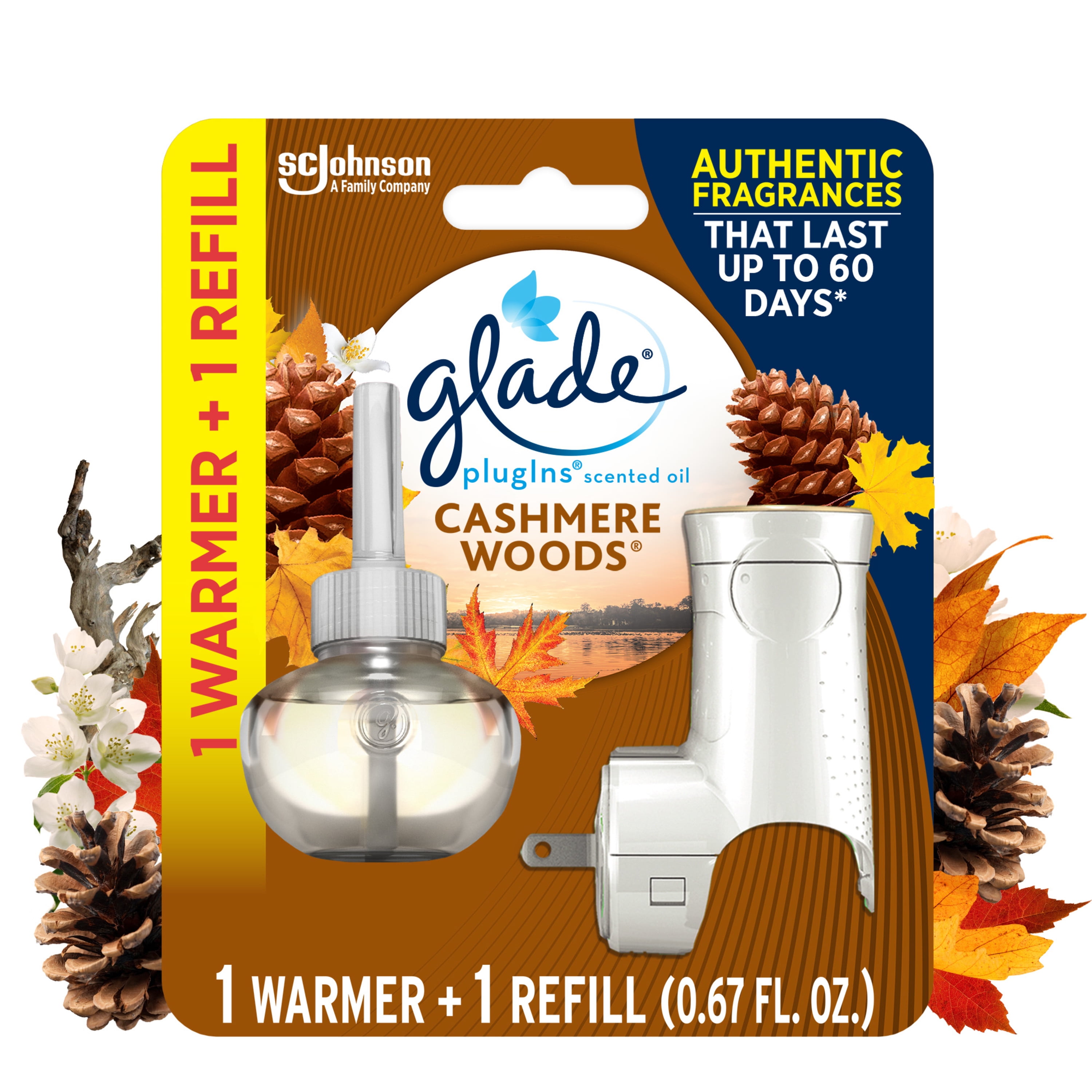 Cashmere Woods Scented Oil Air Freshener with Warmer and Refill