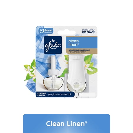 Glade PlugIns Fragrance Warmer Plug-in Refills w/ Warmer, Clean Linen, 0.67 fl oz