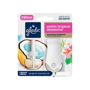 Glade PlugIns 1 Warmer + 1 Count Refill Starter Kit, Exotic Tropical Blossoms, 0.67 FL. oz. Total, Scented Oil Air Freshener Infused with Essential Oils