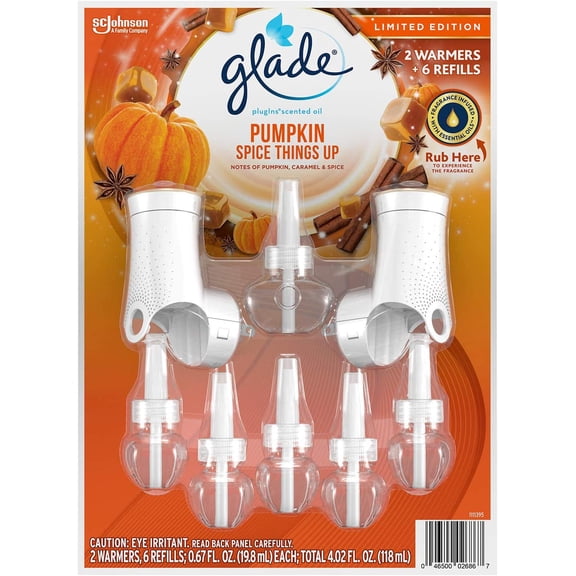 Glade PlugIns 2 Warmers + 6 Refills Holiday (Pumpkin Spice Things Up)