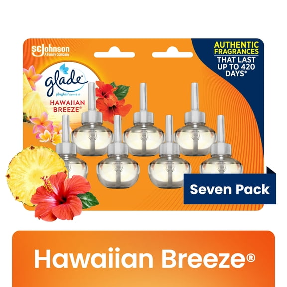 Glade PlugIns Air Freshener Refills, Hawaiian Breeze, Infused with Essential Oils, 0.67 oz, 7 Count