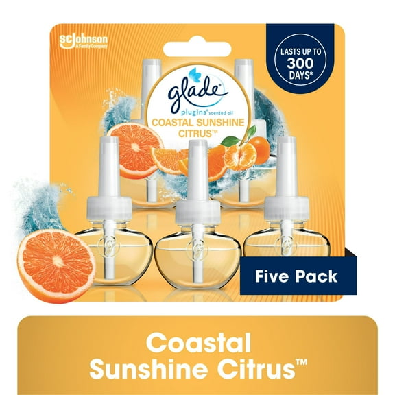 Glade PlugIns Air Freshener Refills,Mothers Day Gifts,Coastal Sunshine Citrus, Infused with Essential Oils, 0.67 oz, 10 Count Total