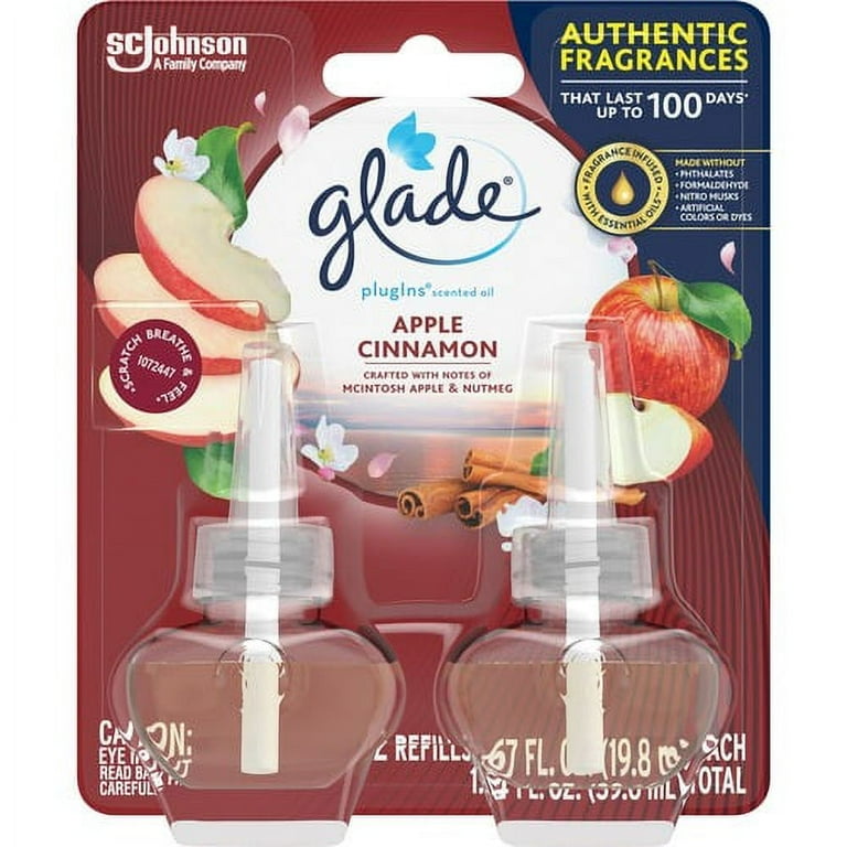 Glade PlugIns Apple Cinnamon Oil Refill - Oil - 1.3 fl oz (0 quart) - Apple Cinnamon - 30 Day - 2 / Pack - Long Lasting Glade PlugIns Apple Cinnamon Oil Refill - Oil - 1.3 fl oz (0 quart) - Apple Cinnamon - 30 Day - 2 / Pack - Long Lasting