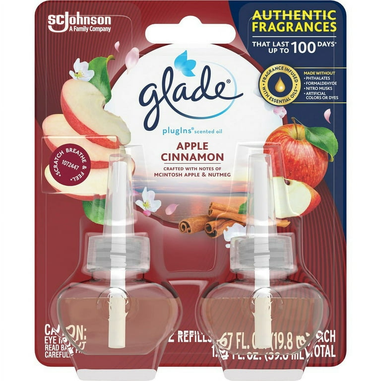 Glade PlugIns Apple Cinnamon Oil Refill - Oil - 1.3 fl oz (0 quart) - Apple Cinnamon - 30 Day - 2 / Pack - Long Lasting Glade PlugIns Apple Cinnamon Oil Refill - Oil - 1.3 fl oz (0 quart) - Apple Cinnamon - 30 Day - 2 / Pack - Long Lasting
