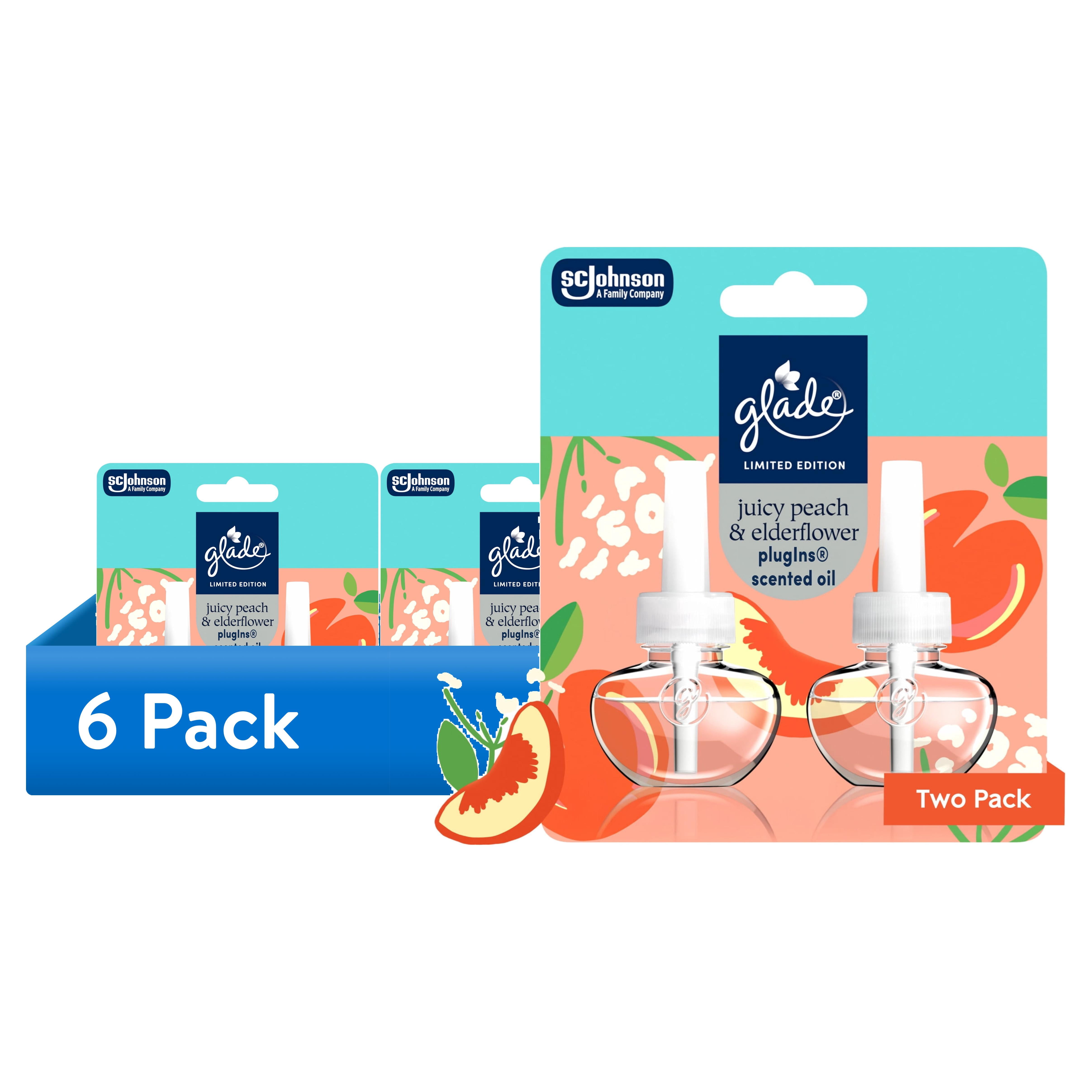 (6 pack) Glade® PlugIns® Refills Air Freshener, Juicy Peach & Elderflower, 1.34oz., 2 count
