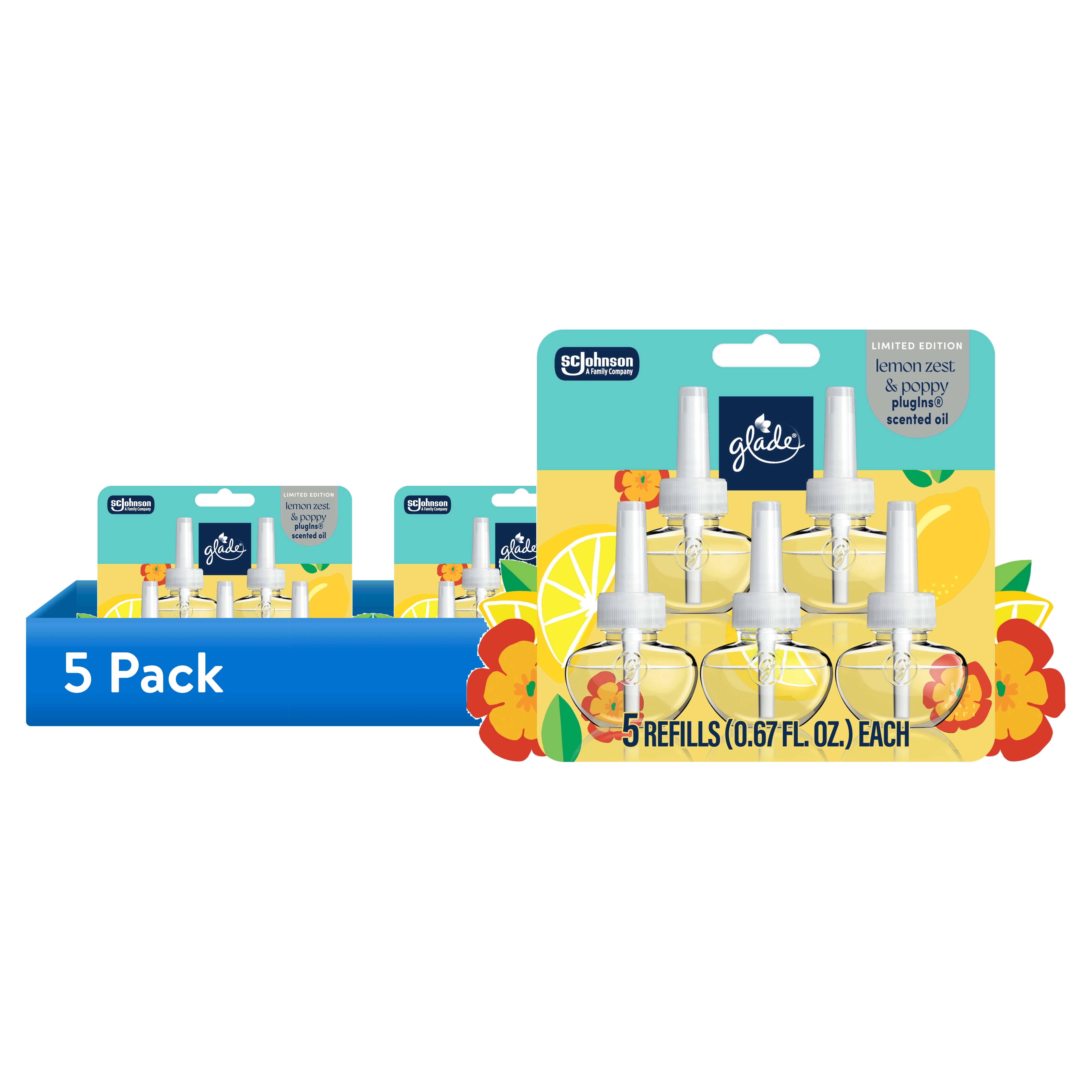 (5 pack) Glade® PlugIns® Refills Air Freshener, Lemon Zest & Poppy, 3.35oz., 5 count