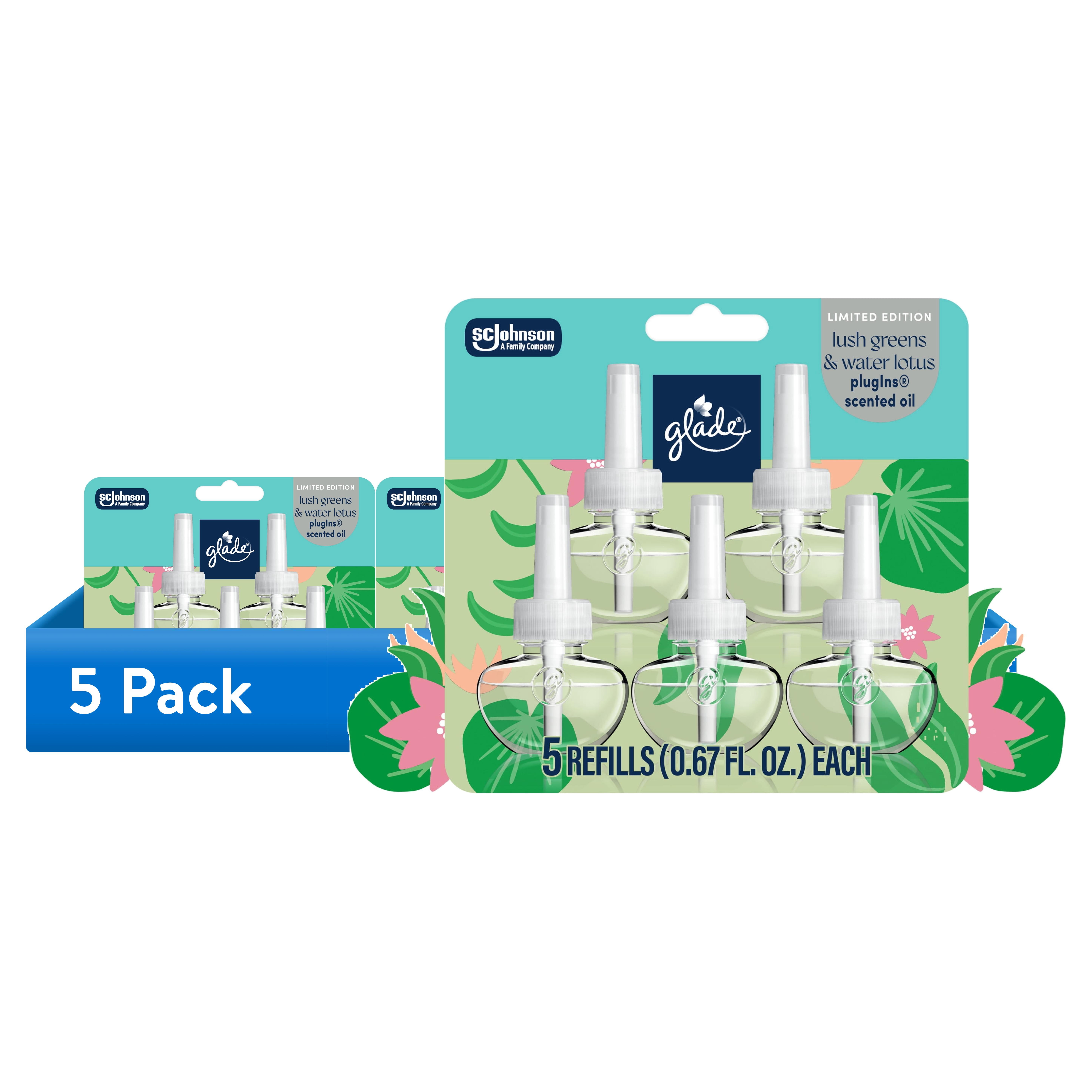 (5 pack) Glade® PlugIns®, Lush Greens & Water Lotus Scented Oil, 3.35 oz, 5 Count