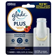 Glade PlugIns Plus, Air Freshener Starter Kit, Hawaiian Breeze, 1 Warmer and 1 Refill, 0.67 fl oz