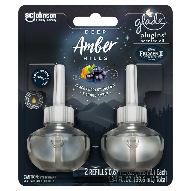 Glade PlugIns Refill 2 CT, Deep Amber Hills, 1.34 FL. OZ., Scented Oil Air Freshener