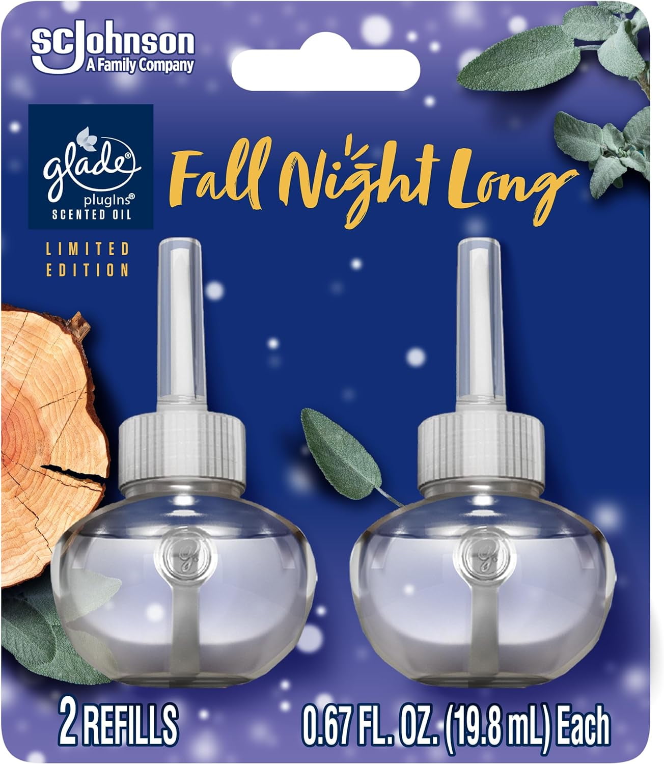 Glade PlugIns Refill 2 CT, Fall Night Long, 1.34 FL. OZ. Total, Scented