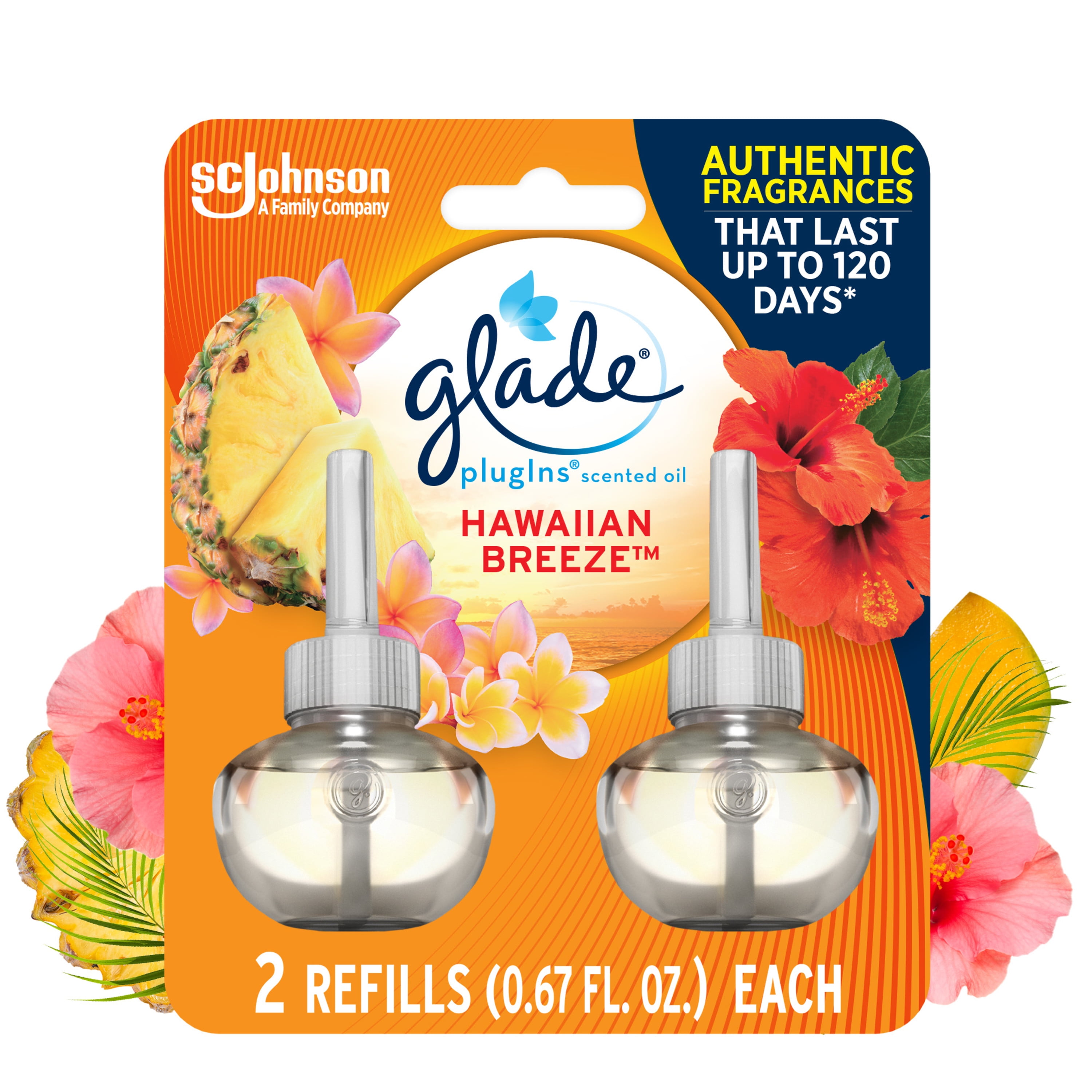 Glade PlugIns Refill 2 ct, Hawaiian Breeze, 1.34 FL. oz. Total, Scented