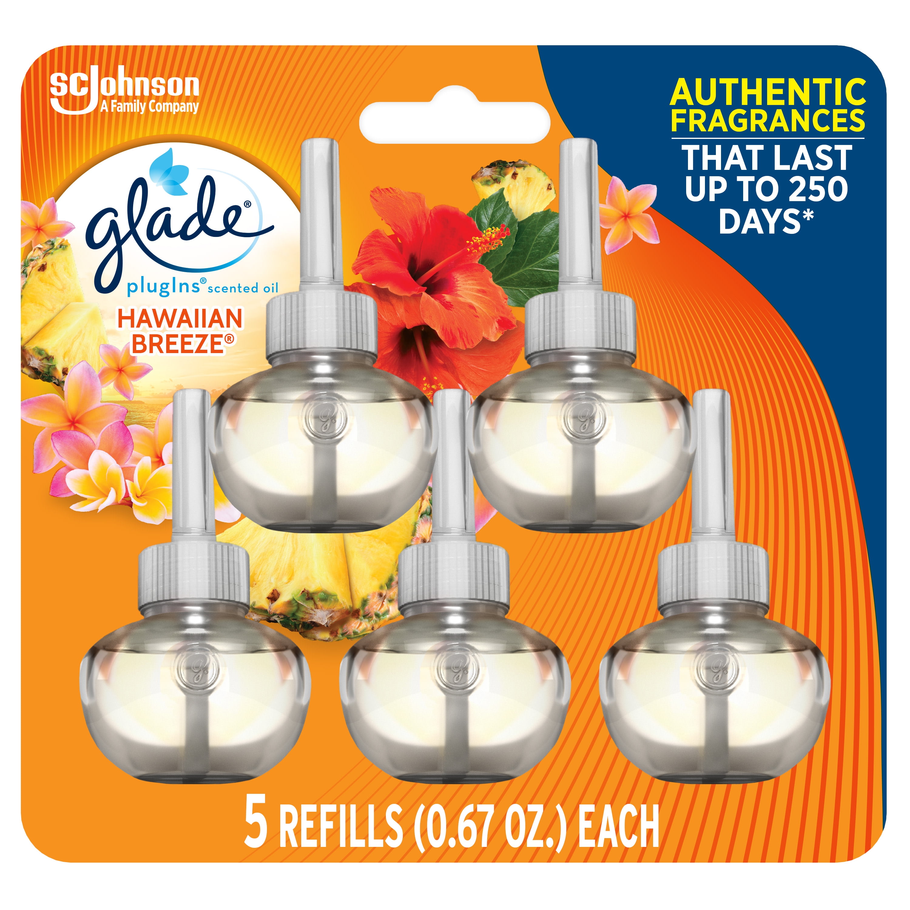 Glade PlugIns Refill 5 CT, Hawaiian Breeze, 3.35 FL. OZ. Total, Scented