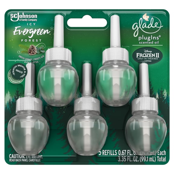 Glade PlugIns Refill 5 CT, Icy Evergreen Forest, 3.35 FL. OZ., Scented Oil Air Freshener