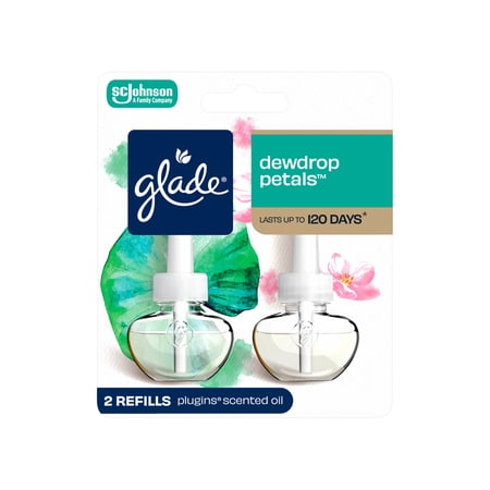 Glade PlugIns Refills Air Freshener, Dewdrop Petals, 1.34 oz, 2 Refills