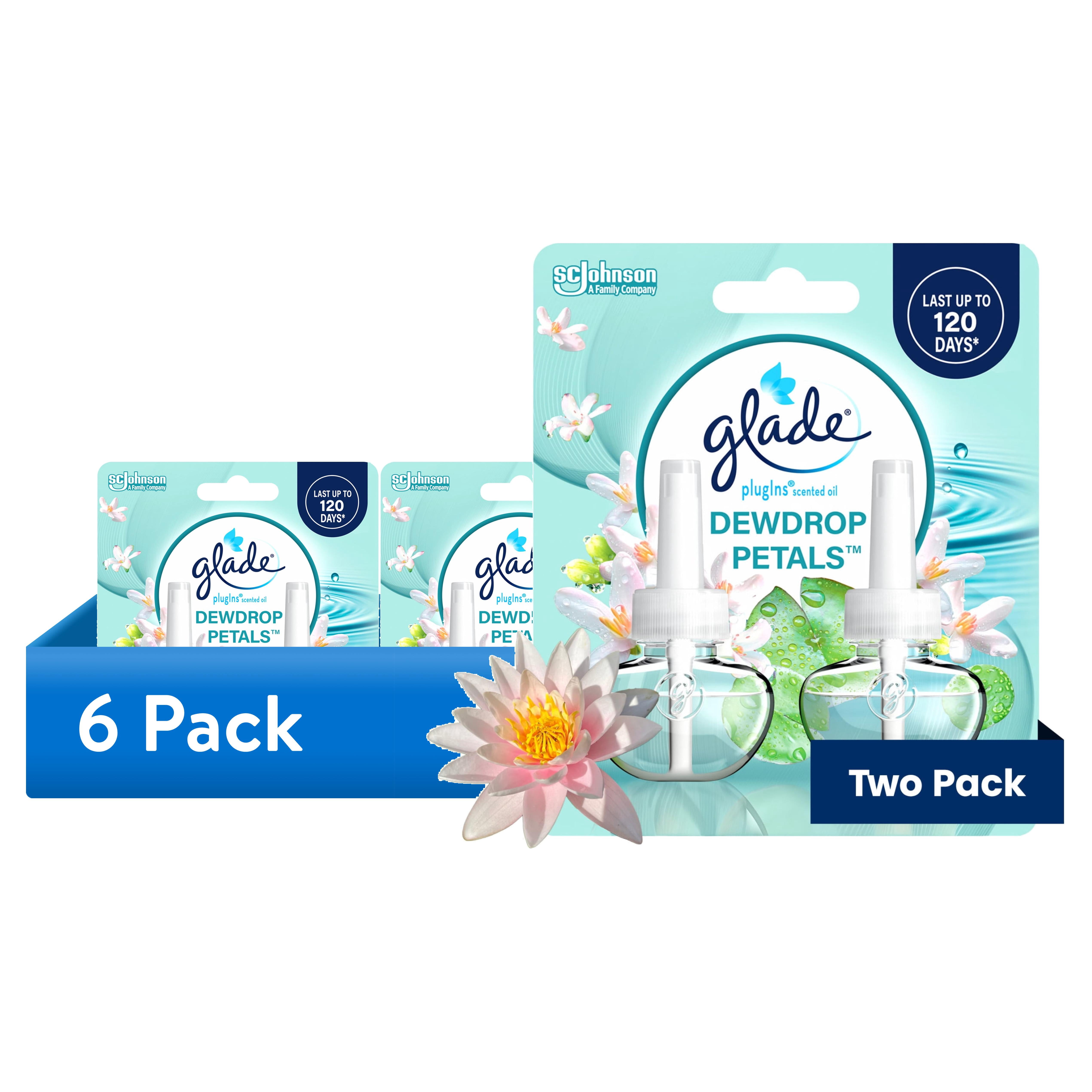 (6 pack) Glade PlugIns Refills Air Freshener, Dewdrop Petals, 1.34 oz, 2 Count