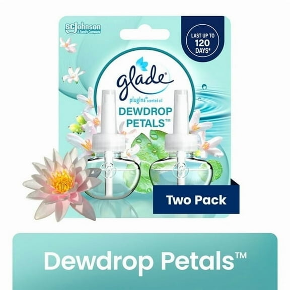 Glade PlugIns Refills Air Freshener, Dewdrop Petals, 1.34 oz - 4 Count Total