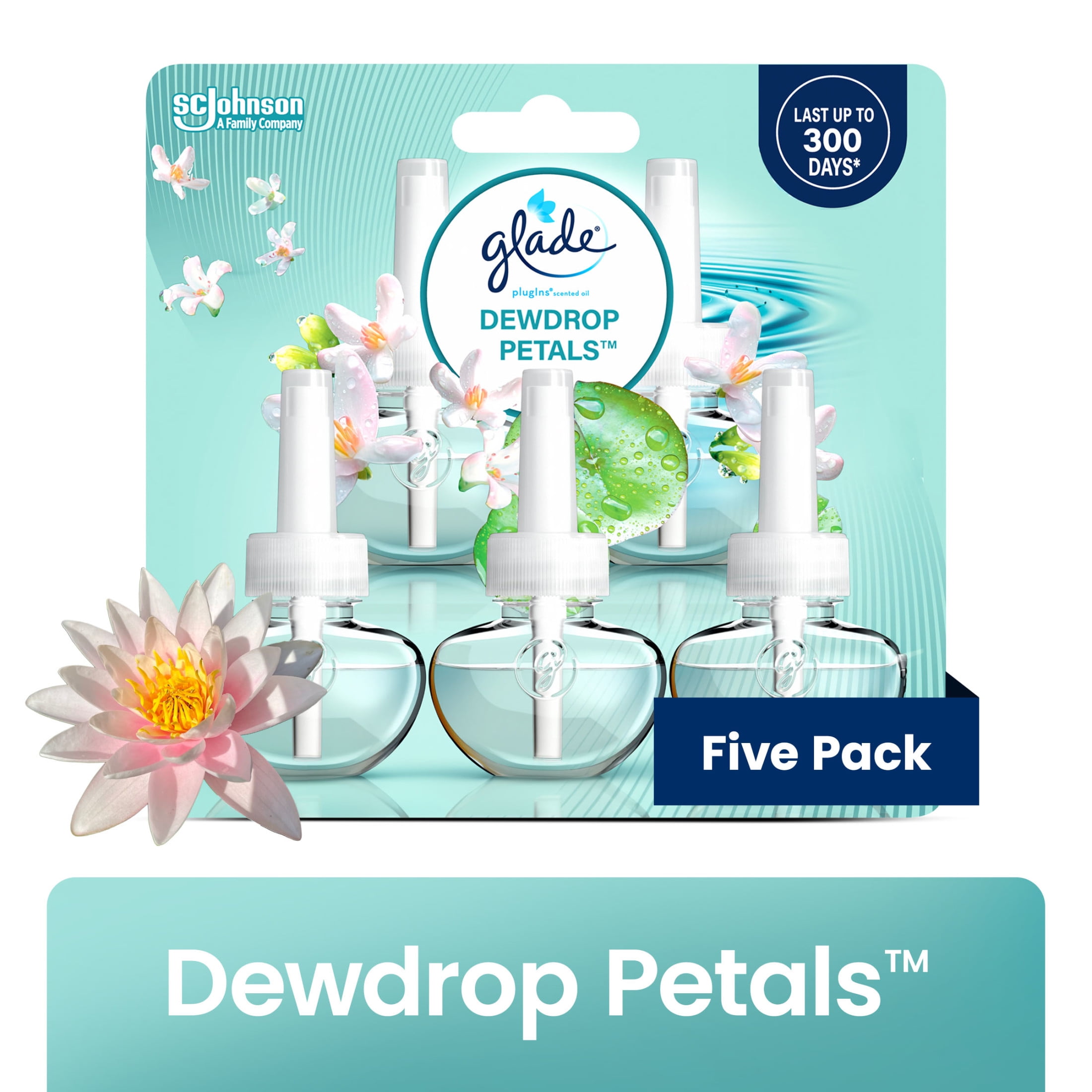Glade PlugIns Refills Air Freshener, Dewdrop Petals, 1.34 oz, 5 Count