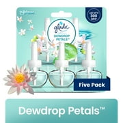 Glade PlugIns Refills Air Freshener, Dewdrop Petals, 1.34 oz, 5 Refills