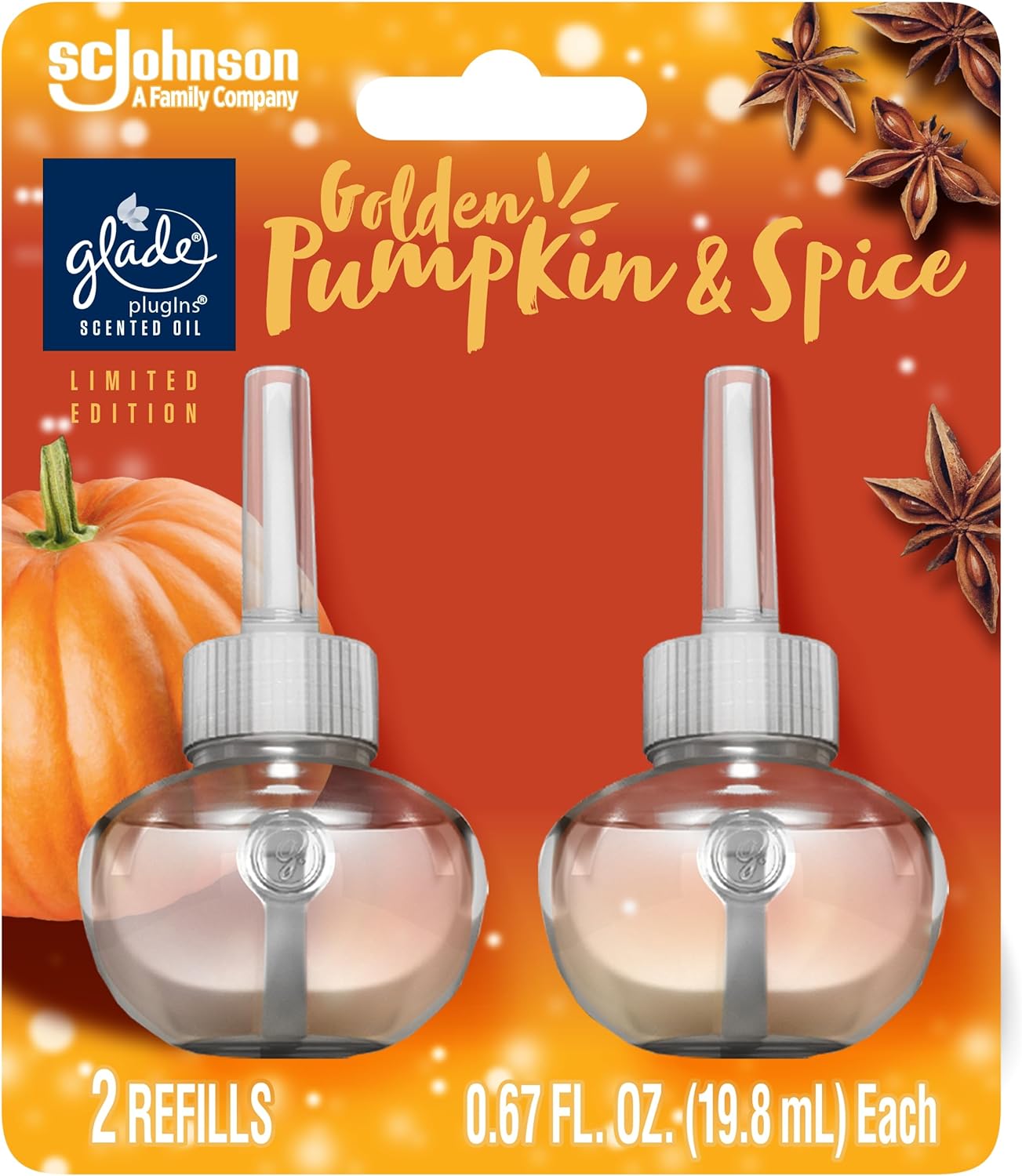 Glade PlugIns Refills Air Freshener, Golden Pumpkin & Spice, 1.34 Fl Oz