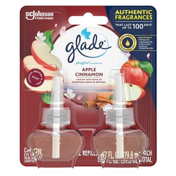 Glade 13074 Plugins Air Freshener Oil Refill Apple Cinnamon (Pack of 8)