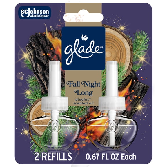 Glade® PlugIns® Scented Oil 2 Refills, Air Freshener, Fall Night Long, 1.34 fl oz, Pack of 2