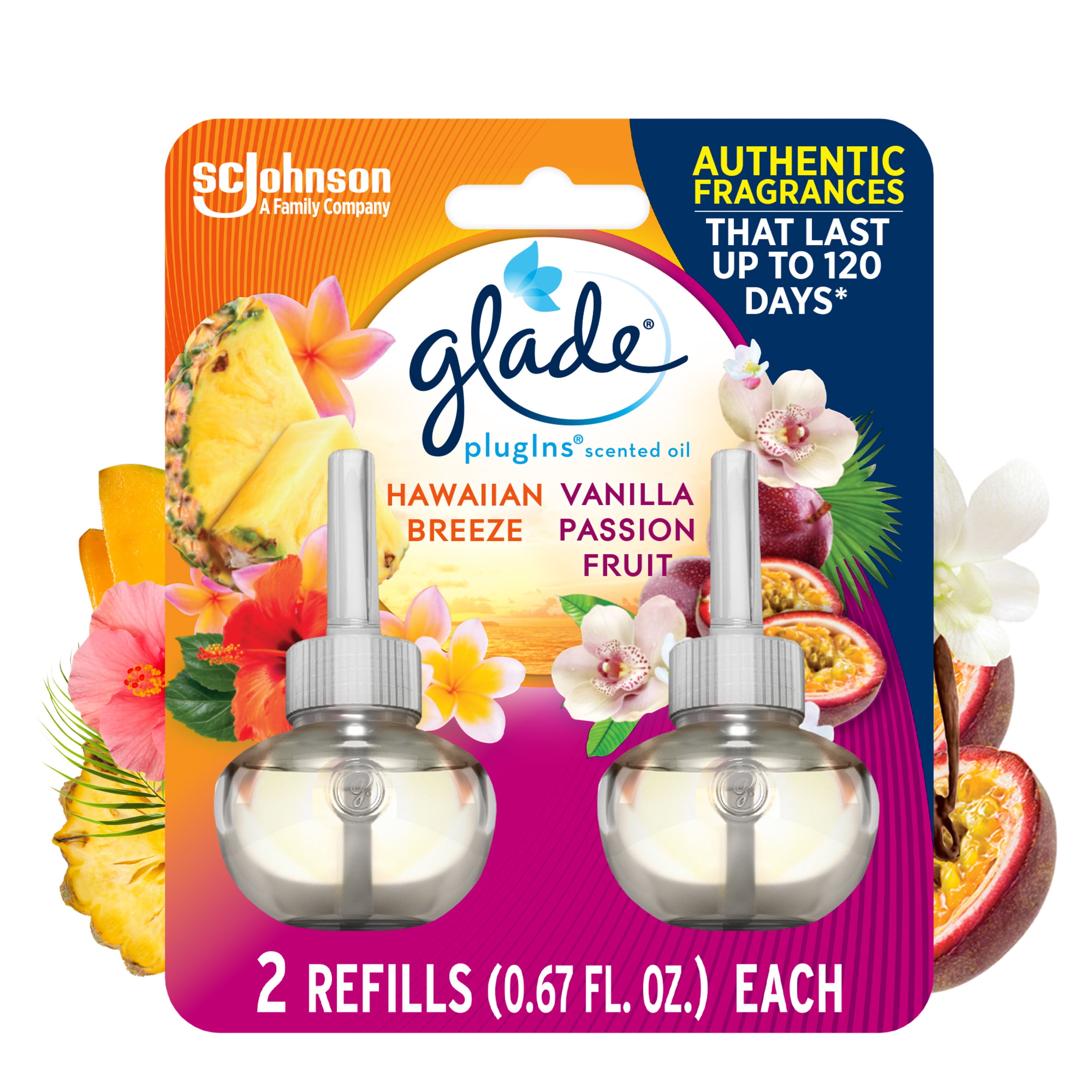 Glade PlugIns Scented Oil 2 Refills, Air Freshener, Hawaiian Breeze
