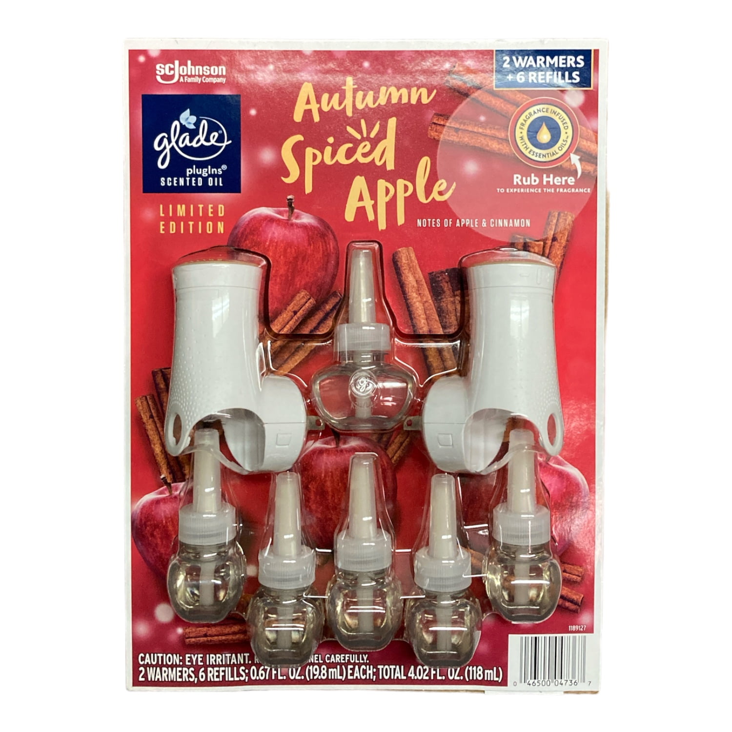 Glade PlugIns Scented Oil 2 Warmers + 6 Refills Autumn Spiced Apple