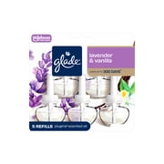 Glade PlugIns Scented Oil 5 Refills, Air Freshener, Lavender & Vanilla Fragrance, Essential Oil Infused Wall Plug In, 3.35 FL oz, 5 Refills