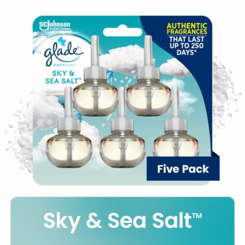 Glade PlugIns Scented Oil 5 Refills, Air Freshener, Sky \u0026 Sea Salt, 5 x 0.67 oz 5 ct / 0.67 fl oz