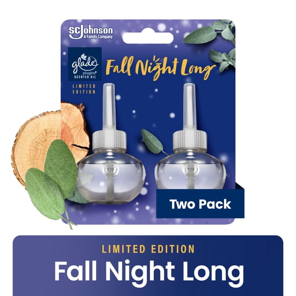 Glade PlugIns Scented Oil, Air Freshener, 2 Refills, Fall Night Long, 0.67 oz Each, 1.34 oz Total