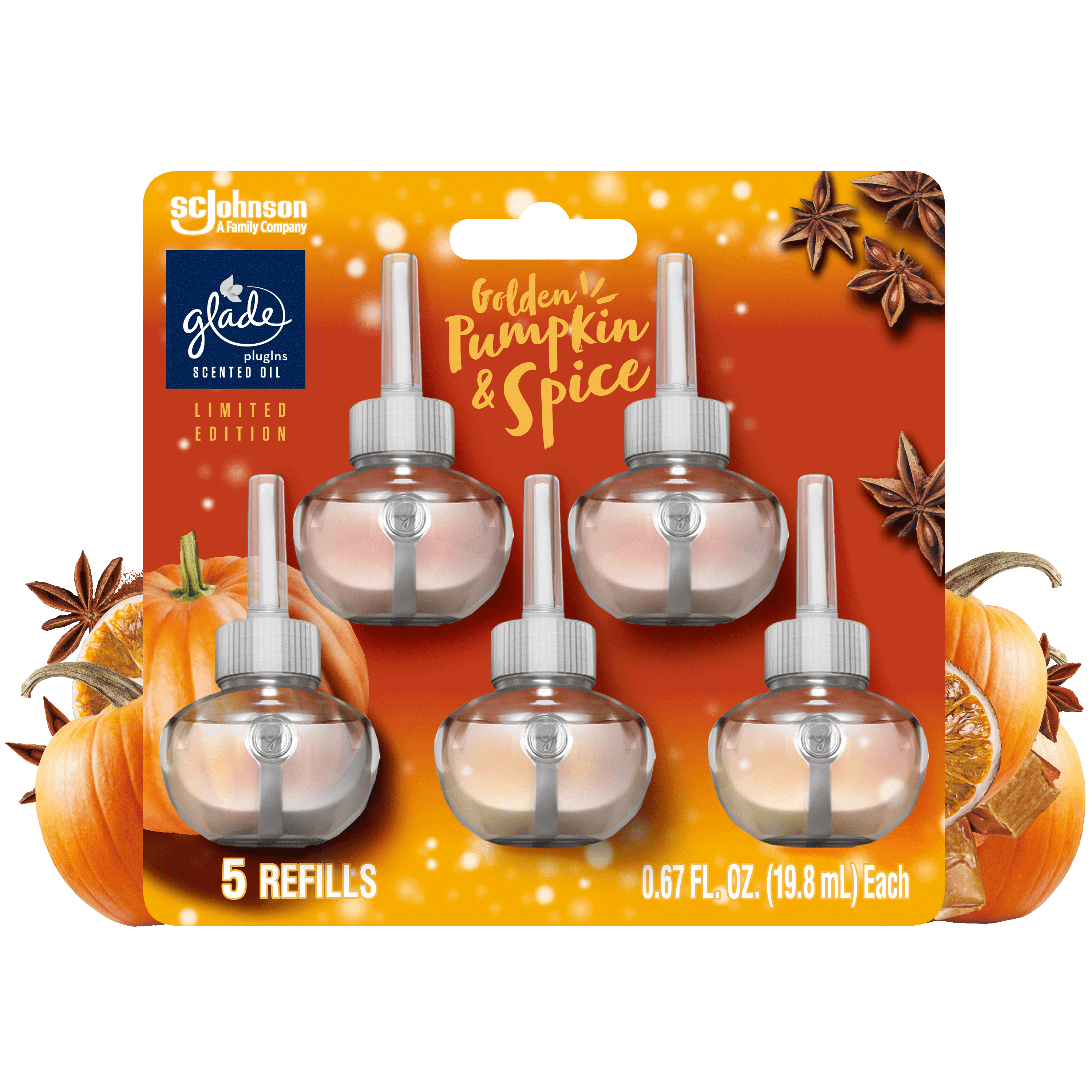 Glade PlugIns Scented Oil, Air Freshener, 5 Refills, Golden Pumpkin