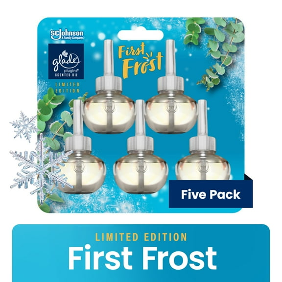 Glade PlugIns Scented Oil Air Freshener Refills, First Frost, 3.35FO, 5 Refills