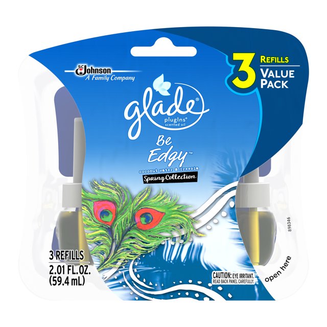 Glade PlugIns Scented Oil Air Freshener Refill, Be Edgy, 3 count, 2.01 Fluid Ounces
