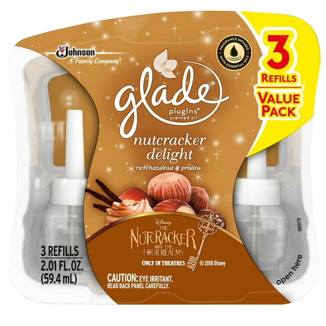 Glade PlugIns Scented Oil Air Freshener Refill, Nutcracker Delight, 3 refills, 2.01 fl oz