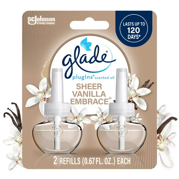 Glade PlugIns Scented Oil Air Freshener Refills- Sheer Vanilla Embrace - 1.34oz/2ct