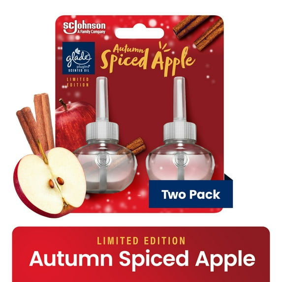 Glade PlugIns Air Freshener Refills, Autumn Spiced Apple, Infused with Essential Oils, 0.67 oz, 2 Count