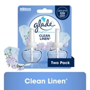 Glade PlugIns Air Freshener Refills, Clean Linen, Infused with Essential Oils, 0.67 oz, 2 Count