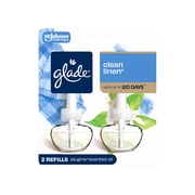 Glade PlugIns Scented Oil 2 Refills, Air Freshener, Clean Linen, Essential Oil Infused Wall Plug In, 1.34 FL oz, 2 Refills