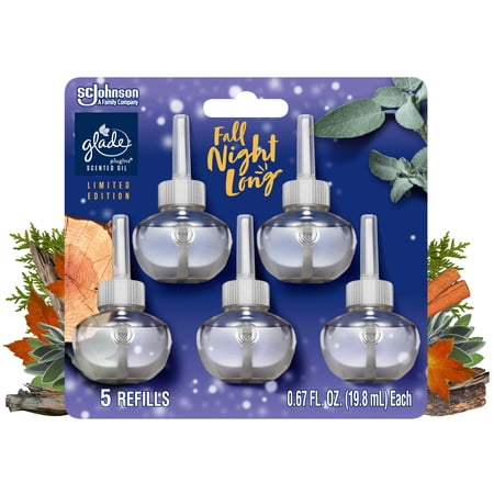 Glade PlugIns Air Freshener Refills, Fall Night Long, Fragrance Infused with Essential Oils, 0.67 oz, 5 Count