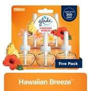 Glade PlugIns Scented Oil 5 Refills, Air Freshener, Hawaiian Breeze, Essential, Essential Oil Infused Wall Plug In, 3.35 FL oz, Pack of 5