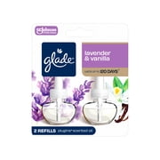 Glade PlugIns Scented Oil 2 Refills, Air Freshener, Lavender & Vanilla, Essential Oil Infused Wall Plug In, 1.34 FL oz, 2 Refills