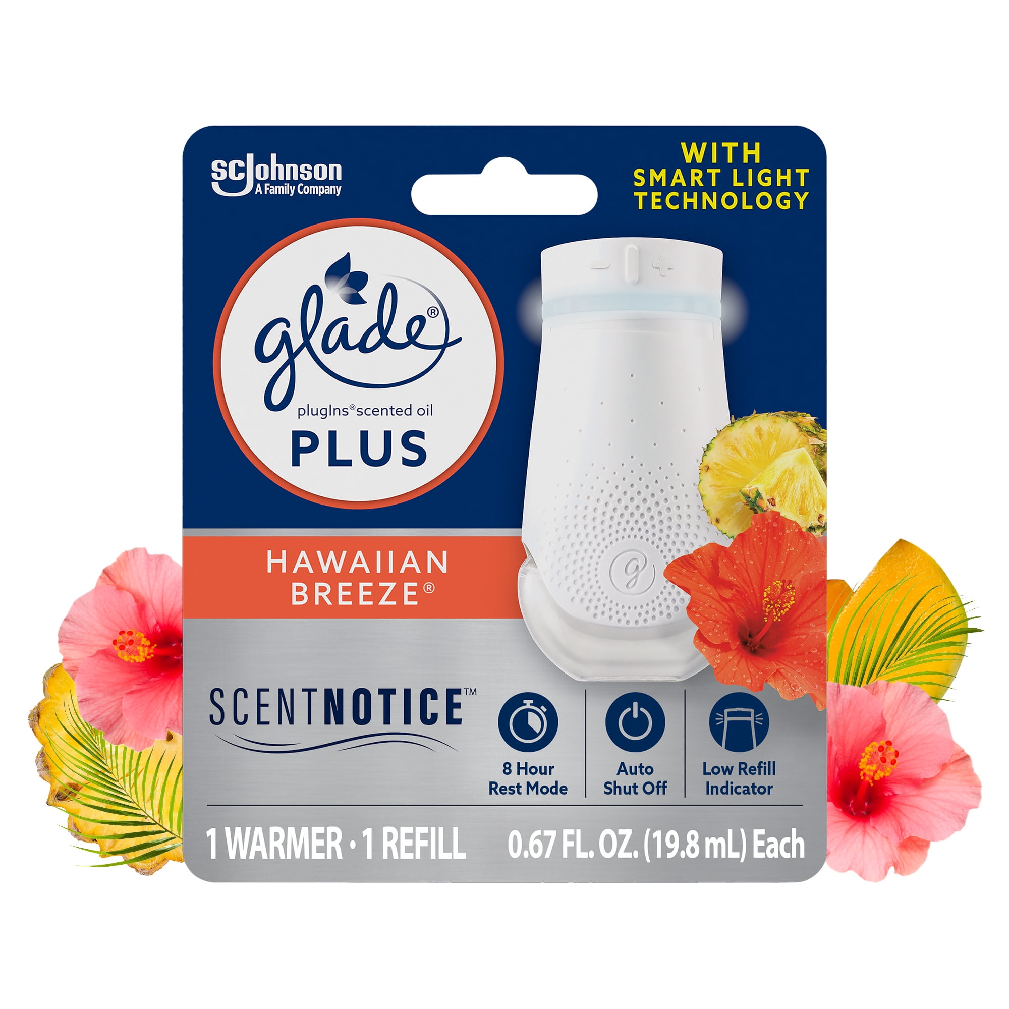 White Smart Light Air Freshener with Hawaiian Breeze Refill