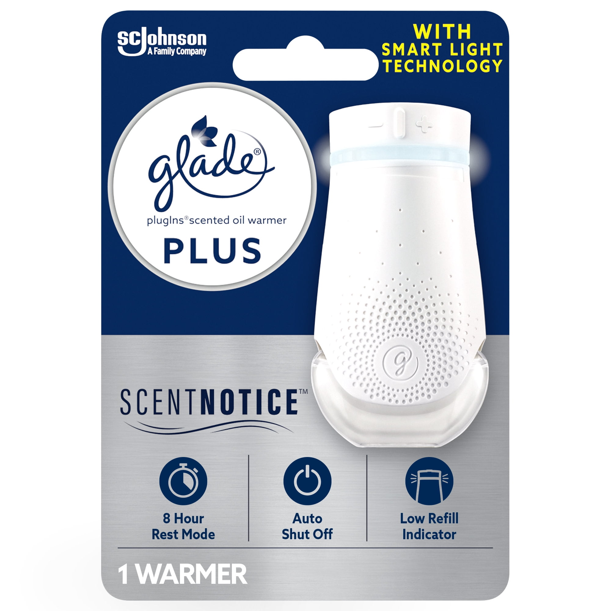White Plastic Plug-In Scented Oil Warmer with Smart Light Technology