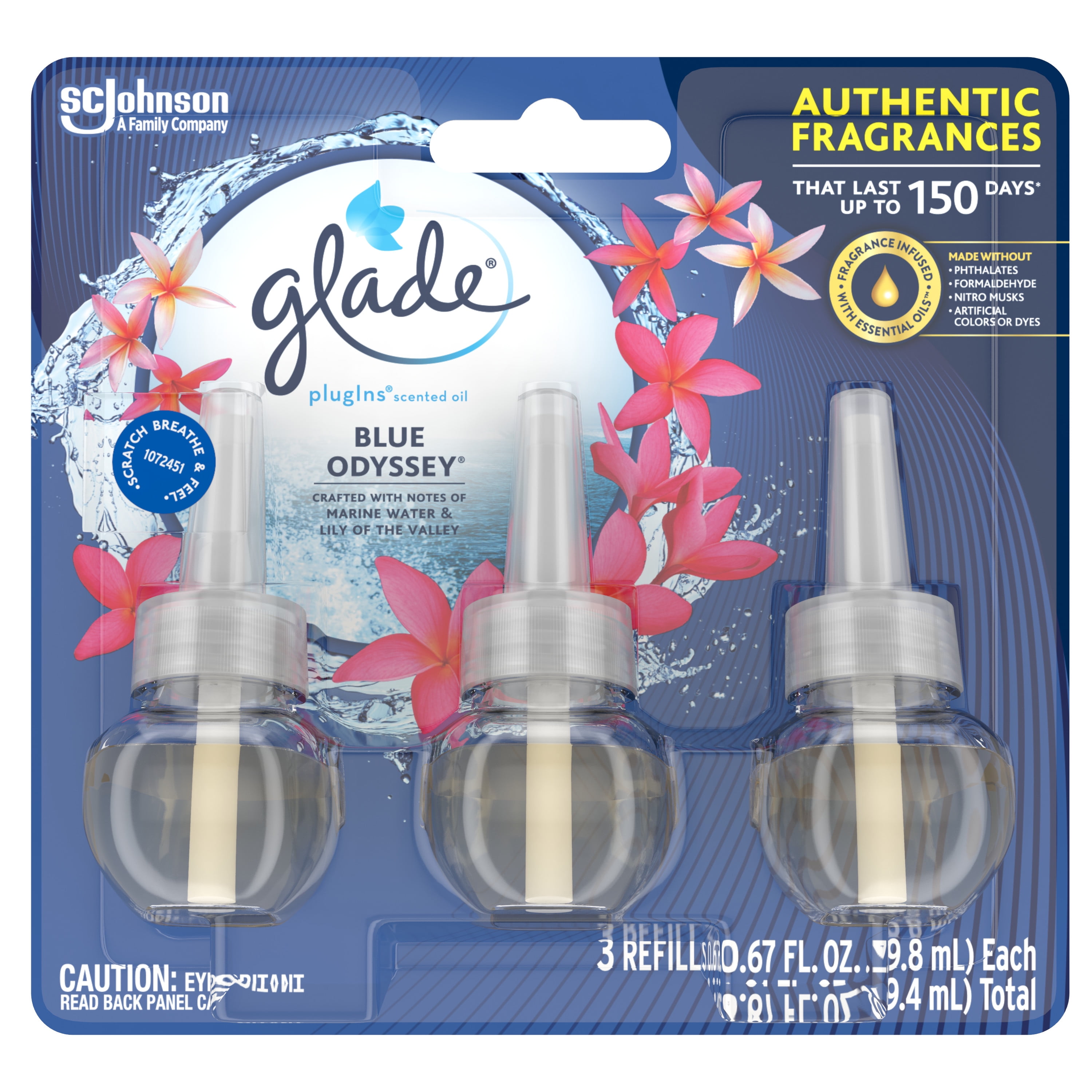 Glade PlugIns Scented Oil Refill Blue Odyssey, Essential Oil Infused