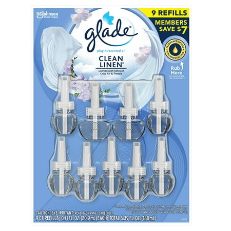 Glade PlugIns Scented Oil Refill, Clean Linen (6.39 fl. oz., 9 ct.)