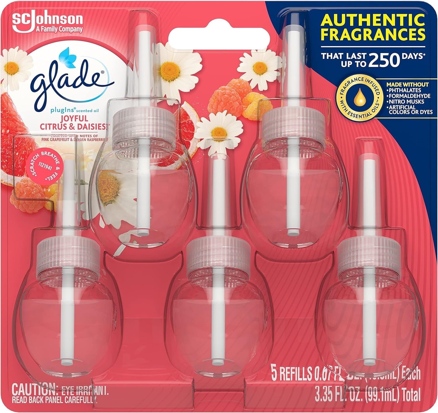 Glade PlugIns Scented Oil Refills, Air Freshener,&nbsp;Joyful Citrus & Daisies, 5 Count, 1.34 oz