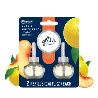 Glade PlugIns Scented Oil Refills, Air Freshener, Yuzu Peach, Infused with Essential Oils, 0.67 oz, 2 Count