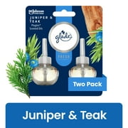 Glade PlugIns Scented Oil Refills, Air freshener, Juniper & Teak, Infused with Essential Oils, 0.67 oz, 2 Count